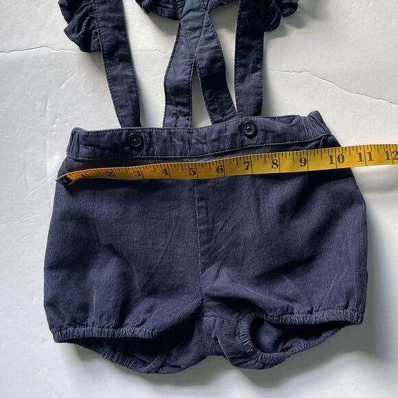 Carrement Beau Corduroy Blue Ruffle Bubble Shorts with Suspenders Size 2  86 - Picture 6 of 10